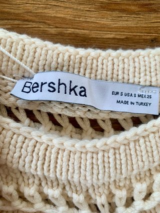 Short Sleeve Crochet Sweater Bershka Beige S