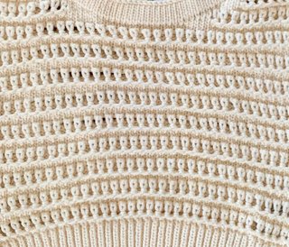 Short Sleeve Crochet Sweater Bershka Beige S
