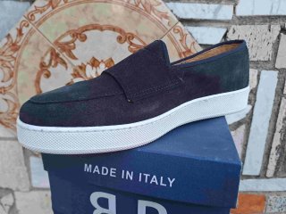 Mocassini uomo blu con doppia fibbia eleganti ital