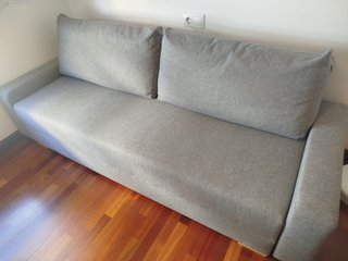 Sofá-cama 3 plazas gris tela