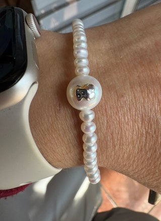 Pulsera Plata S925 Perlas y Dije Diente