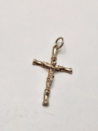Colgante Cruz Plata Ley Baño Oro