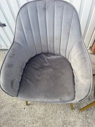 Juego de 2 Sillas Terciopelo Gris Patas Doradas
