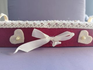 Svuotatasche Bordeaux in Feltro con Cuori