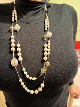 Collana perle e punti luce argento