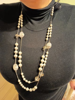 Collana perle e punti luce argento