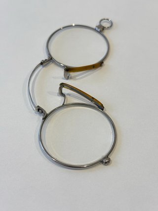 Gafas Quevedos Pince-nez Plata y Marrón