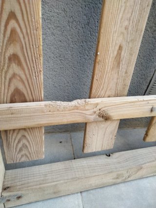 Trozo de valla de jardín de madera con puerta