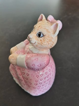 Vasetto gatto rosa in ceramica