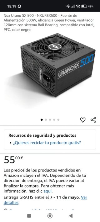 Fuente Alimentación Nox Urano SX 500W