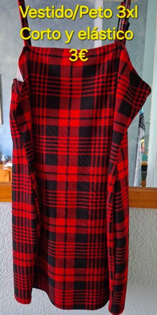 Vestido/Peto 3XL Elástico Rojo/Negro