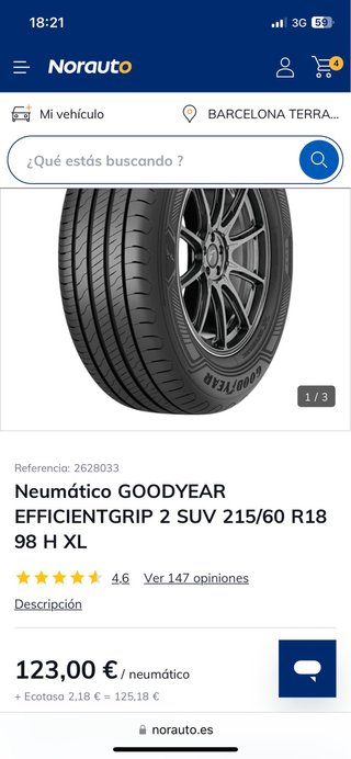 Neumático GOODYEAR EFFICIENTGRIP 2 SUV 215/60 R18