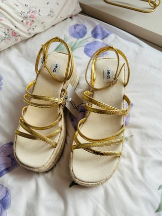 Sandalias Mango Doradas Talla 39