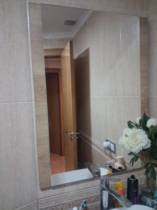 Espejo de baño madera y cristal