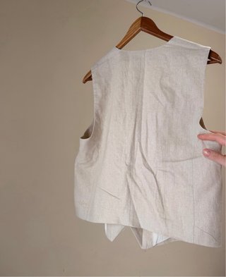 Chaleco Zara Lino Beige Talla M