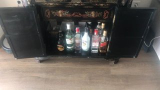 Mueble Bar Chino Antiguo Lacado Negro