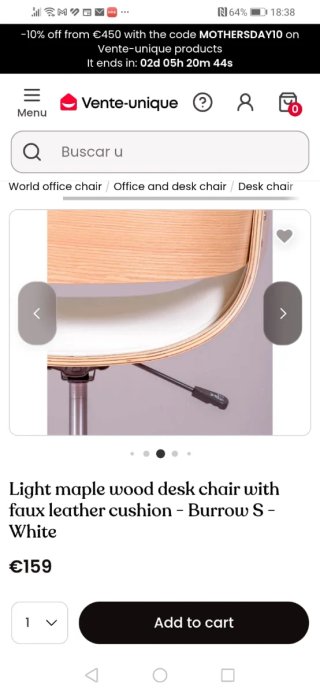 Silla de despacho madera y polipiel