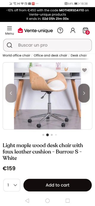 Silla de despacho madera y polipiel