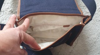 Bolso Purificación García azul y marrón