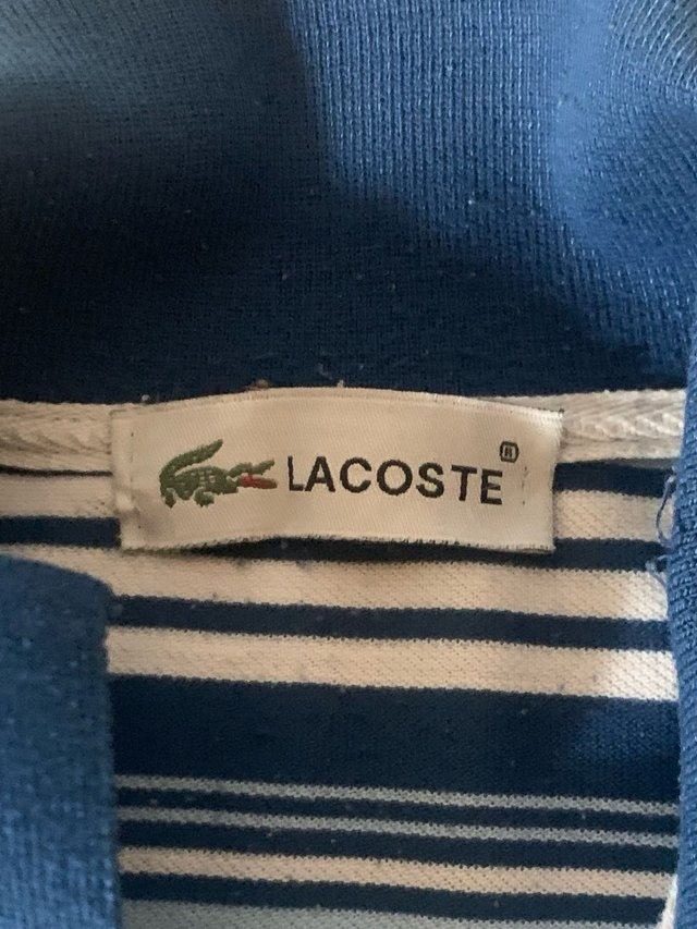 Polo Lacoste Rayas Azul Blanco