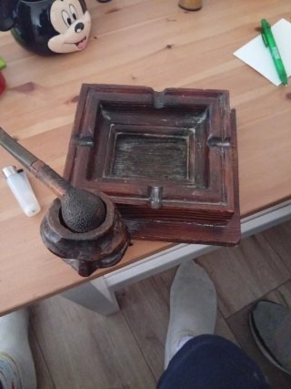 Cenicero de madera vintage