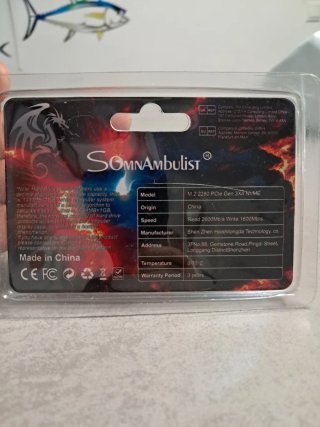 SSD M.2 NVMe SomnAmbulist 256 GB PCIe Gen 3x4