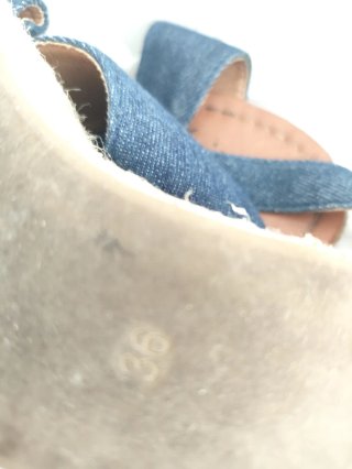 Sandalias cuña denim y esparto