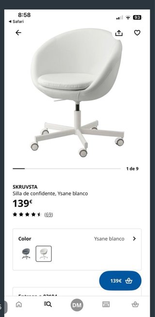 Silla Escritorio IKEA SKRUVSTA Blanca