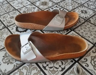 Birkenstock Madrid Sandalias-Narrow Fit-Silver 40.