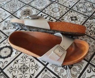Birkenstock Madrid Sandalias-Narrow Fit-Silver 40.