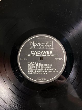 Vinilo Hallucinating Anxiety - CADAVER  Año 1990