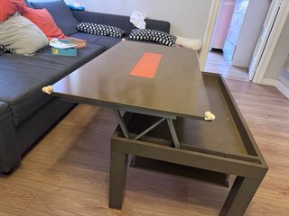 Mesa de centro elevable cristal y madera