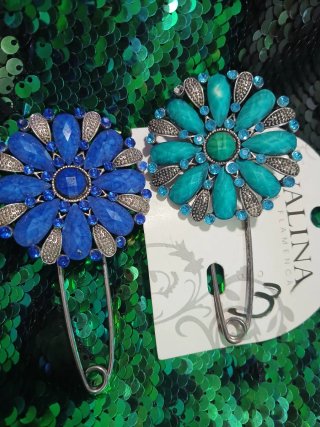 Alfileres Flamenca Azules y Plateados precio unida