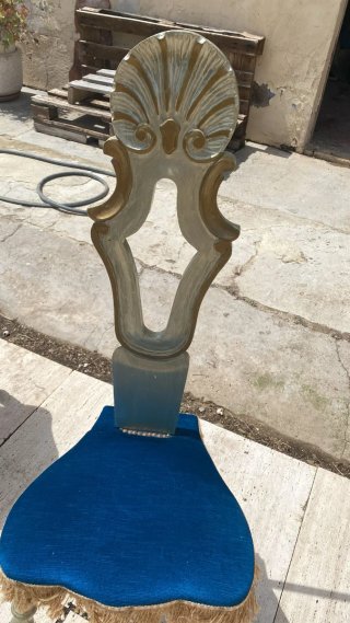 Juego de 2 sillas vintage terciopelo azul