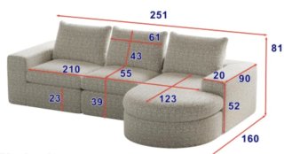 Sofá modular negro 5 plazas, SIN UTILIZAR.