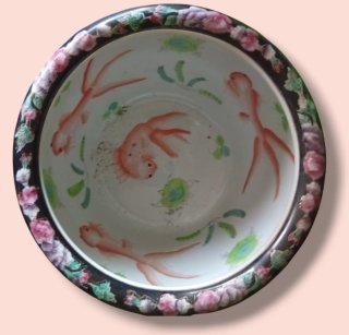 Macetero pecera china 35cms NUEVO pintado a mano