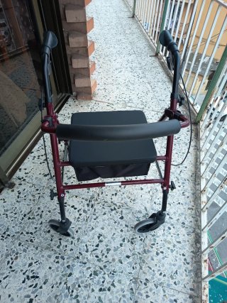 Andador con asiento y cesta
