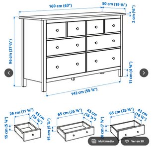 Cómoda HEMNES 8 cajones negro-marrón