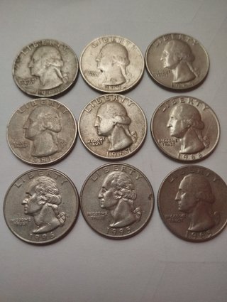 Colección 9 Monedas Cuarto de Dólar
