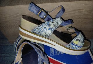 Sandalias Piel Laura Vita T38 Azul Multicolor