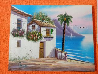 Set di 2 quadri olio su marine