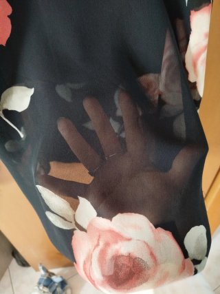 Vestito longuette nero a fiori