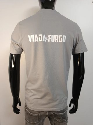 Camiseta Gris Estampada Viajar