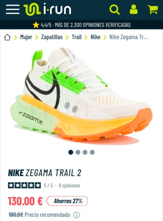 Nike ZoomX Zegama Trail 2 – Talla 37.5 – Estado im