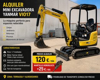 Alquiler Mini Excavadora Yanmar VIO17