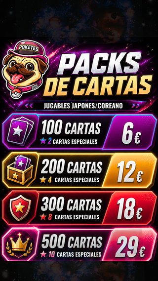 Packs Cartas Pokémon TCG Coreano/Japonés