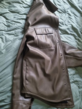 Chaqueta Piel Sintética Mango Talla XL Marrón