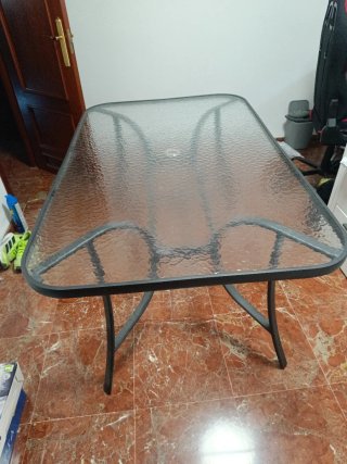 Mesa de jardín cristal y 6 sillas