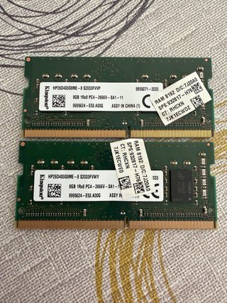 2x Kingston 8GB DDR4 Portátil RAM