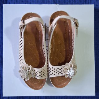 Sandali donna beige con fiore